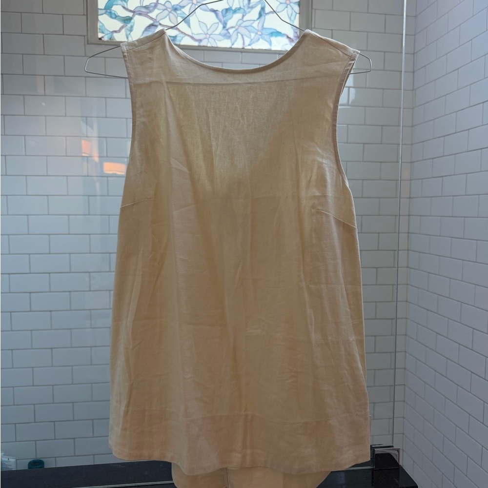 Topshop Light Yellow Tie-Front Sleeveless Top